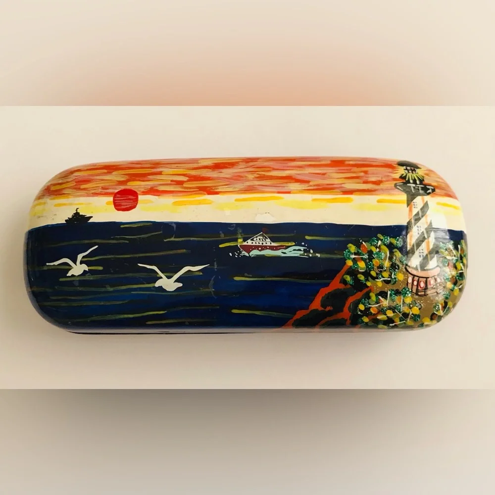 New Hard Eyeglasses Case Hand Painted by American Artist in USA Summer - Picture 1 of 16